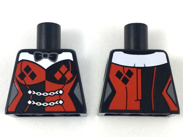 Torso Female Outline, Black and Red Corset with Diamonds Pattern