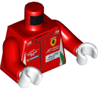 Torso Speed Champions with OMP, Ferrari, AFcorse, WEC Logo on Front, OMP, Ferrari, AFcorse, and Shell Logo on Back Pattern / Red Arms / White Hands