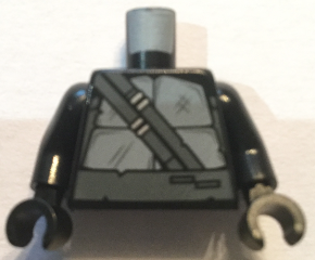 Torso Turtle Shell with Dark Bluish Gray Horizontal and Diagonal Belt Pattern / Black Arms / Black Hands