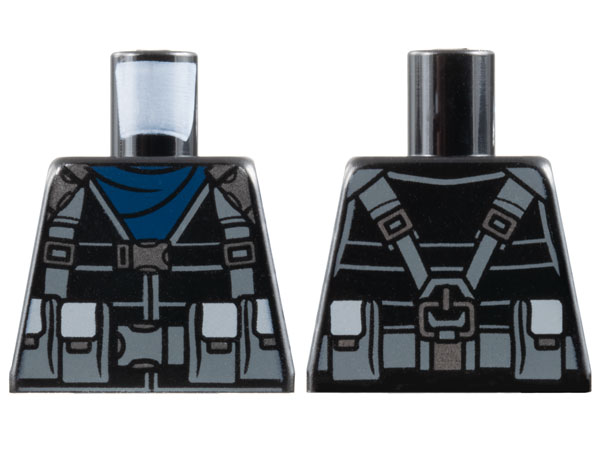 Torso Tactical Jacket, Dark Blue Scarf, Dark Bluish Gray Straps and Utility Pouches Pattern