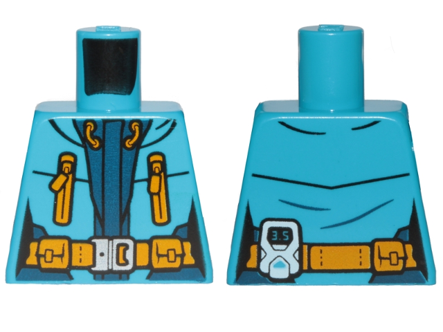 Torso Female Jacket with Bright Light Orange Belt and Zipper Pockets Pattern