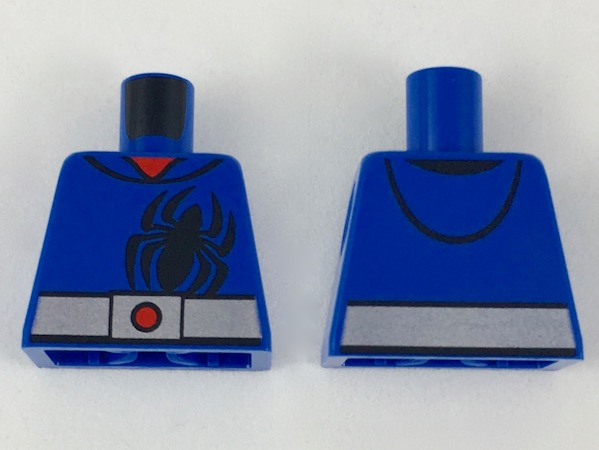 Torso Hoodie with Large Black Spider over Red Shirt, Wide Silver Belt Simple with Dot on Buckle Pattern