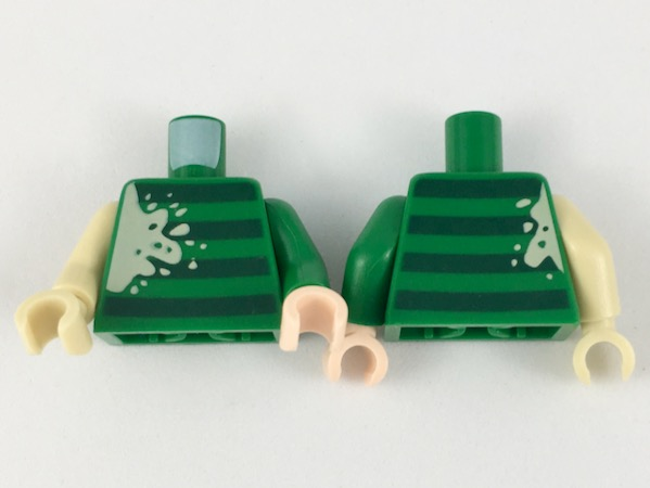 Torso Spider-Man Dark Green Stripes and Tan Splotch Pattern (Sandman) / Green Arm Left / Tan Arm Right / Light Nougat Hand Left / Tan Hand Right