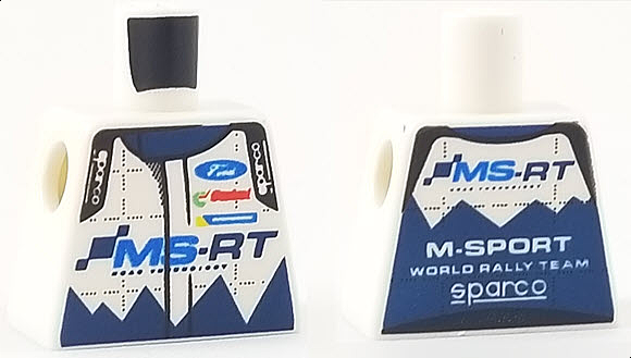 Torso Speed Champions with Ford and sparco Logo with 'MS-RT' on Front and 'M-SPORT WORLD RALLY TEAM' on Back Pattern