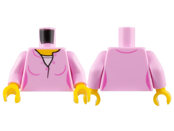 Torso Female Top with Yellow Neck and White Undershirt Pattern / Bright Pink Arms / Yellow Hands