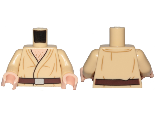 Torso SW Tunic, Dark Brown Belt and Hairy Chest Pattern (Wuher) / Tan Arms / Light Nougat Hands