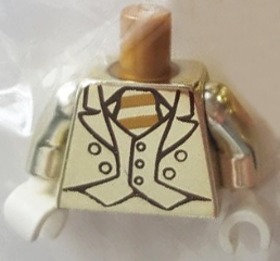 Torso Suit Jacket with Vest and Tie with Stripes Pattern (Mr. Gold) / Chrome Gold Arms / White Hands