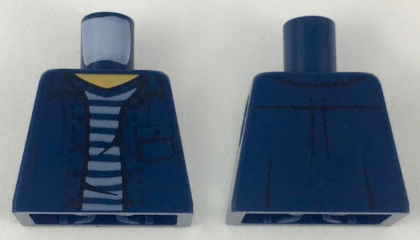 Torso Open Shirt with Pocket over Dark Blue and White Striped T-Shirt Pattern