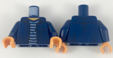 Torso Open Shirt with Pocket over Dark Blue and White Striped T-Shirt Pattern / Dark Blue Arms / Nougat Hands