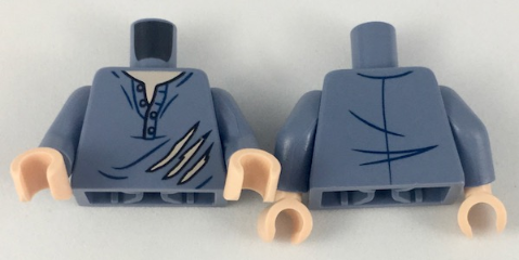 Torso Torn Henley Shirt with Light Nougat Neck Pattern / Sand Blue Arms / Light Nougat Hands