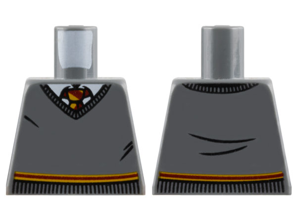 Torso V-Neck Sweater, White Collar, Red and Yellow Tie and Waist Trim (Gryffindor) Pattern