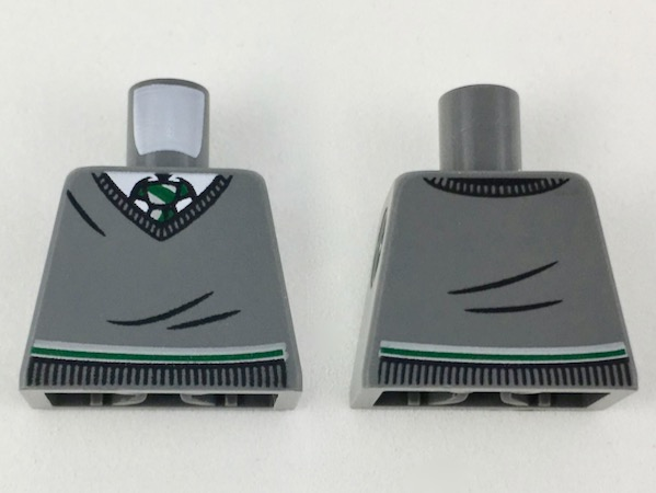 Torso V-Neck Sweater, White Collar, Green and White Tie and Waist Trim (Slytherin) Pattern