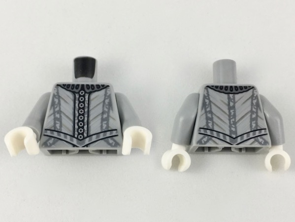 Torso Doublet Silver Collar, Buttons, and Trim Lines Pattern / Light Bluish Gray Arms / White Hands