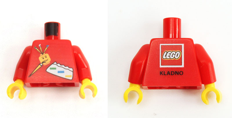 Torso Kladno 2013 Paint Brushes, Minifigure Head, LEGO Logo KLADNO Back Pattern / Red Arms / Yellow Hands