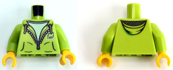 Torso Hoodie with Zipper and 'M' Pattern (LEGO Club Max) / Lime Arms / Yellow Hands