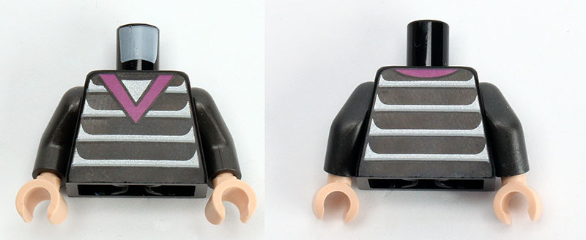 Torso Magenta V-Neck and Silver Stripes Pattern (Edna Mode) / Pearl Dark Gray Arms / Light Nougat Hands