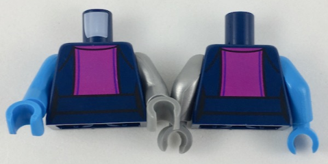 Torso Female Magenta Center Panel Pattern / Flat Silver Arm Left / Dark Azure Arm and Hand Right / Dark Bluish Gray Hand Left
