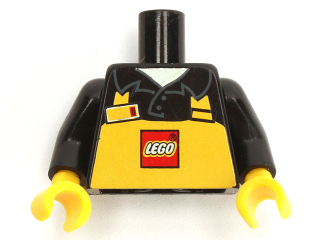 Torso Polo Shirt with Collar and Yellow Apron with LEGO Logo and Name Tag on Right Side Pattern (LEGO Store Employee) / Black Arms / Yellow Hands