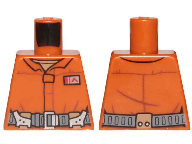 Torso SW Pilot Jumpsuit with Dark Bluish Gray Belt and Resistance Army Commander Rank Badge Pattern (Poe Dameron)