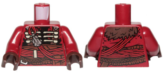 Torso SW Jumpsuit, Ribs and Red Rope Pattern (Weazel) / Dark Red Arms / Dark Brown Hands