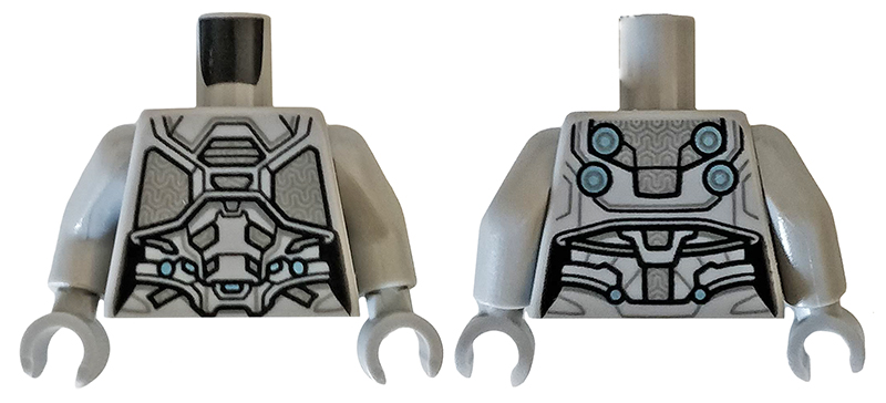 Torso Female Outline with Body Armor with Dark Bluish Gray Trim Pattern (Ghost) / Light Bluish Gray Arms / Light Bluish Gray Hands