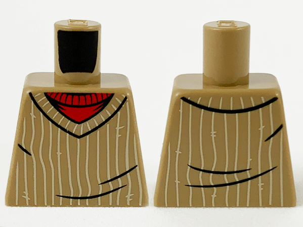 Torso Sweater with Vertical White Stripes over Red Undershirt Pattern