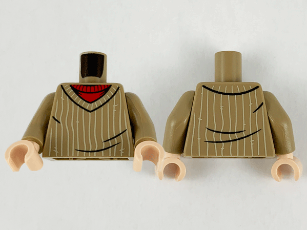 Torso Sweater with Vertical White Stripes over Red Undershirt Pattern / Dark Tan Arms / Light Nougat Hands