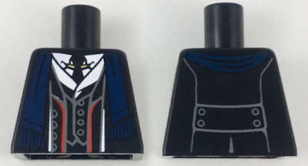 Torso Suit Jacket, Vest and Tie, Red Trim, Dark Blue Scarf Pattern