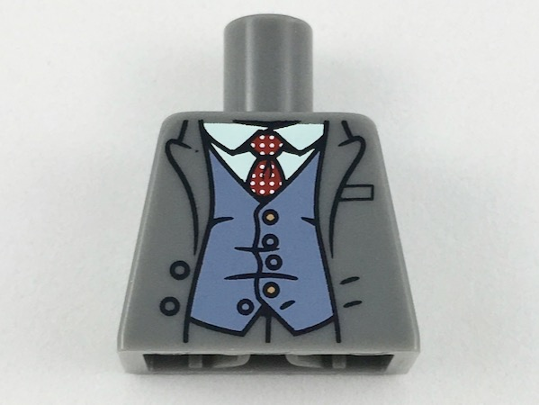 Torso Jacket, White Shirt, Red Tie with White Spots, Sand Blue Vest Pattern