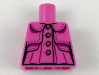 Torso Female Top with Collar, Shrug, Medium Nougat Buttons, Magenta Stitching and Gathers Pattern