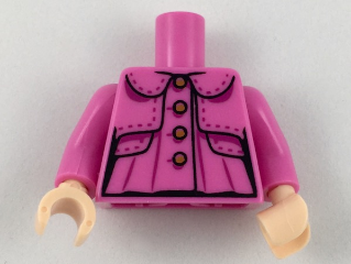Torso Female Top with Collar, Shrug, Medium Nougat Buttons, Magenta Stitching and Gathers Pattern / Dark Pink Arms / Light Nougat Hands