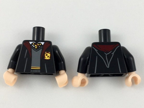 Torso Gryffindor Robe over Dark Bluish Gray Sweater, Dark Red and Bright Light Orange Tie and Trim Pattern / Black Arms / Light Nougat Hands