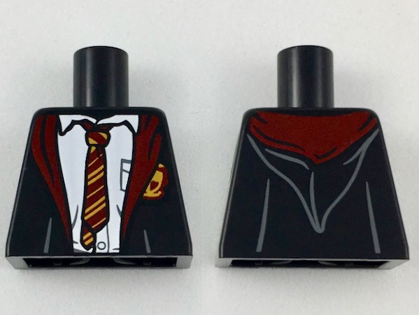 Torso Hogwarts Robe over White Shirt, Dark Red and Bright Light Orange Rumpled Tie and Trim Pattern