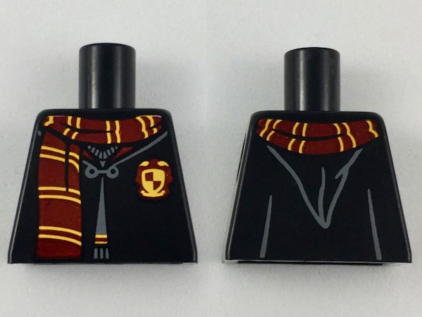 Torso Hogwarts Robe Clasped over Sweater, Dark Red and Bright Light Orange Scarf and Trim Pattern