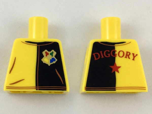 Torso Jerse with, Black on Left with Hogwarts Crest, Red 'Diggory' and Star on Back Pattern