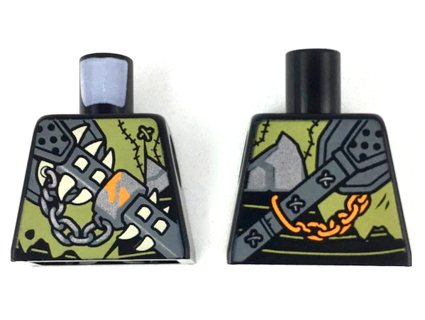 Torso Ninjago Spiked Weapon on Chain with Stitched Clothing Pattern