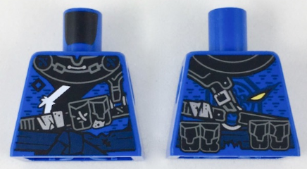 Torso Ninjago Armor Tattered with Dark Blue Sash Pattern