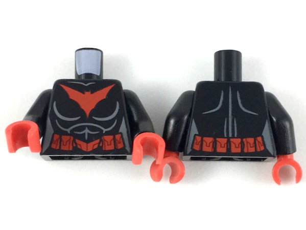 Torso Female with Red Bat Logo and Utility Belt Pattern / Black Arms / Red Hands