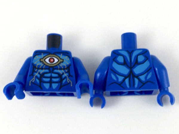 Torso Gold Eye and Circuitry, Red Iris, Dark Azure Highlights, Black Muscle Lines Pattern / Blue Arms / Blue Hands