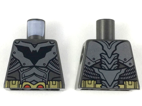 Torso Armor, Black Bat Logo, Silver Plates, Gold Belt Pattern with Red Semicircles