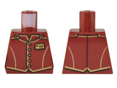 Torso Uniform Vest with Gold and Black Trim, Buttons, and Name Tag Pattern