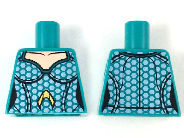 Torso Female Light Nougat Neck, Silver Hexagonal Scales, Gold Atlantis Logo Pattern