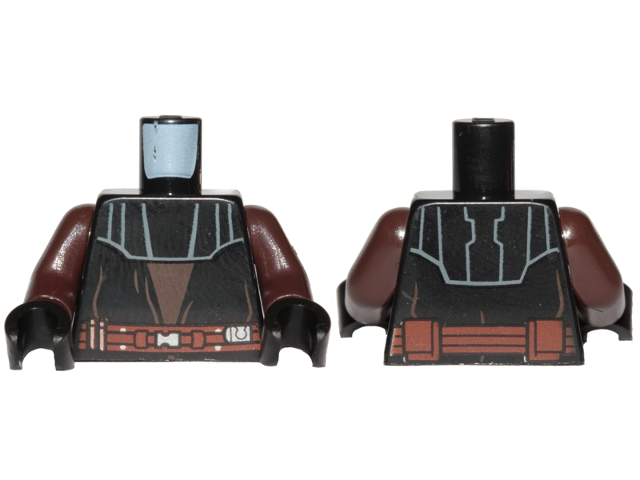 Torso SW Layered Vest with Detailed Belt, Print Front and Back Pattern (Anakin Clone Wars) / Dark Brown Arms / Black Hands