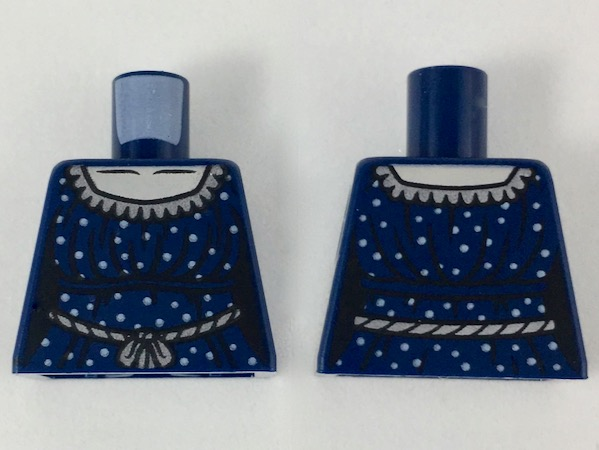 Torso Female Dress with Light Nougat Neck, Silver Collar, Spots and Rope Belt Pattern