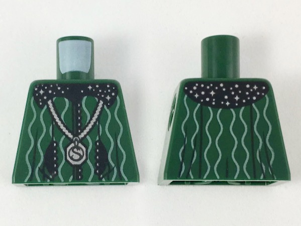 Torso Black Collar with Silver Stars, White Curvy Lines, Silver Locket with 'S' Pattern