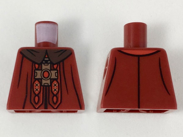 Torso Dark Brown Collar, Gold Cross with Red Center, Red and Gold Design Pattern