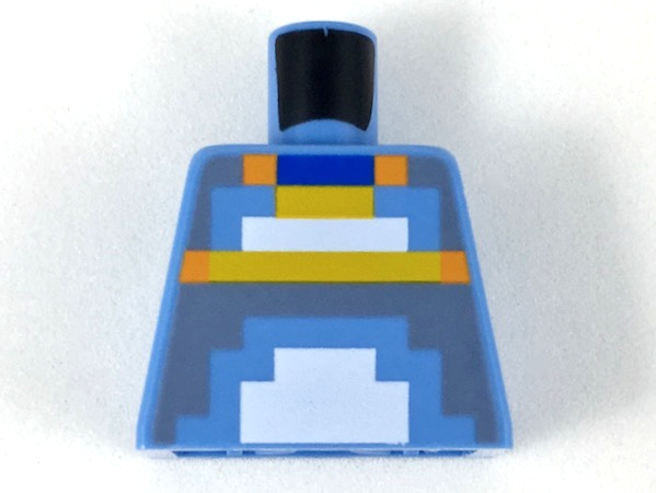 Torso Orange, Blue, Bright Light Orange, White, and Dark Bluish Gray Pixelated Armor Pattern