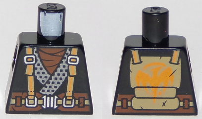 Torso Ninjago Robe with Suspenders and Wide Belt, Dragon Logo on Back Pattern