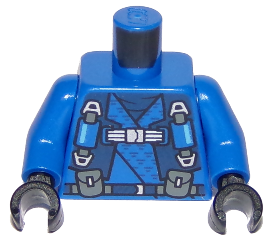 Torso Ninjago Robe with Straps and Pouches, Dragon Logo on Back Pattern / Blue Arms / Black Hands