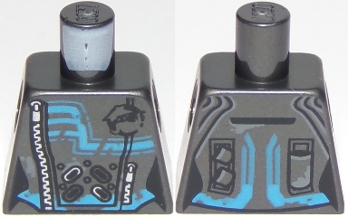 Torso Ninjago Female Suit with Zippers, Vents and Dark Azure Accents Pattern